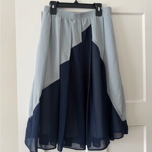 SD Collection Asymmetrical Light Blue and Navy Skirt